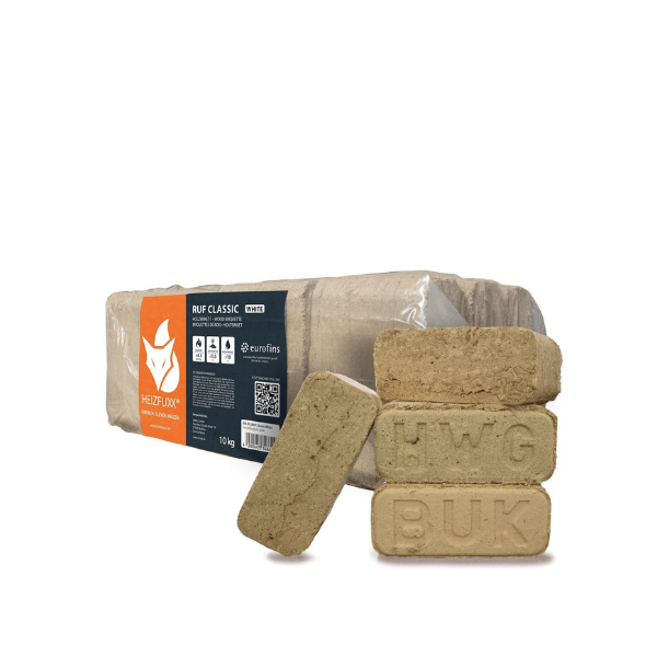 Heizfuxx RUF Original Red Hartholzbriketts – 960 kg Palette (96 x 10 kg) Hochverdichtete RUF Holzbriketts für Kamin & Ofen